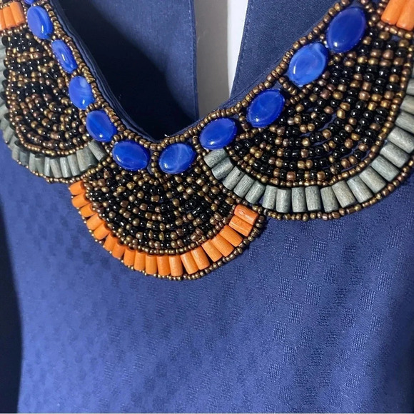 Cynthia Steffe Bead Embellished Neckline Tiered Dress Size 8 - Picture 4 of 9